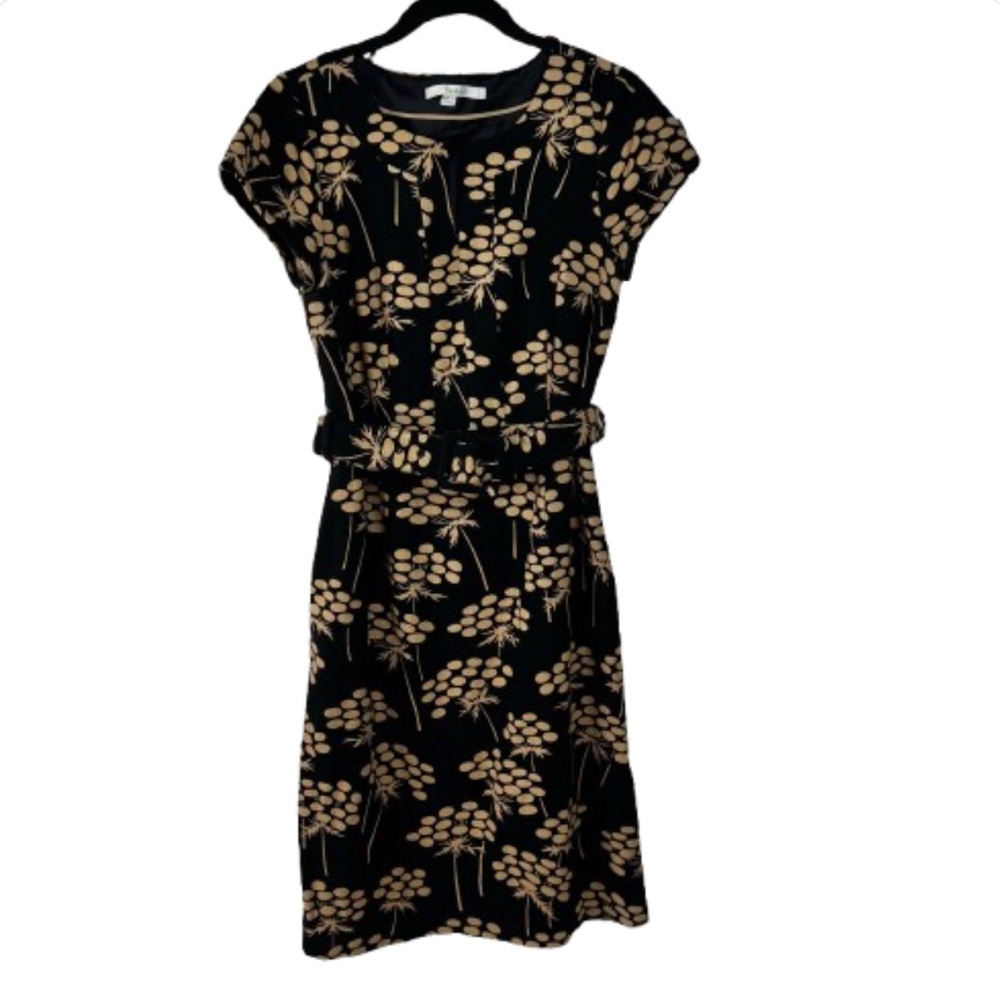 Boden Elegant Black and Tan Floral Dress